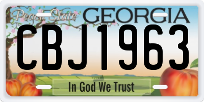 GA license plate CBJ1963