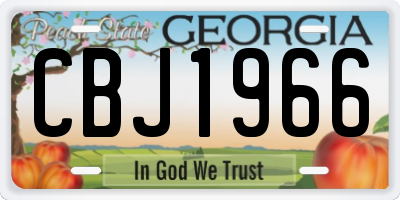 GA license plate CBJ1966