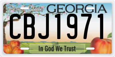 GA license plate CBJ1971