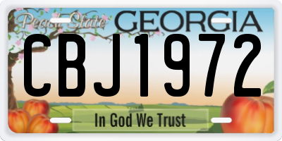GA license plate CBJ1972