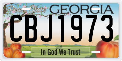GA license plate CBJ1973