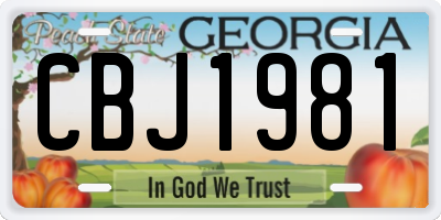 GA license plate CBJ1981