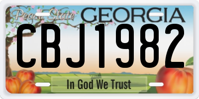 GA license plate CBJ1982