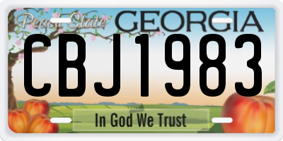 GA license plate CBJ1983