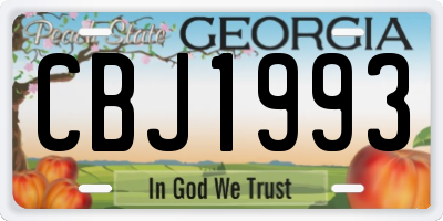 GA license plate CBJ1993