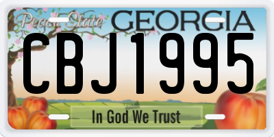 GA license plate CBJ1995