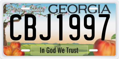 GA license plate CBJ1997