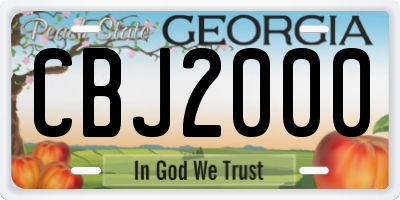 GA license plate CBJ2000
