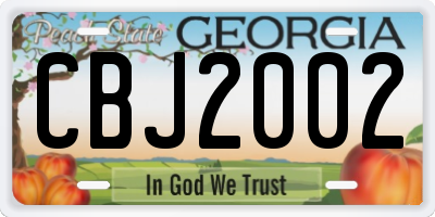 GA license plate CBJ2002