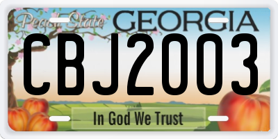 GA license plate CBJ2003