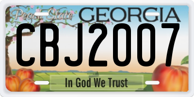 GA license plate CBJ2007