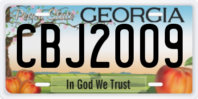 GA license plate CBJ2009
