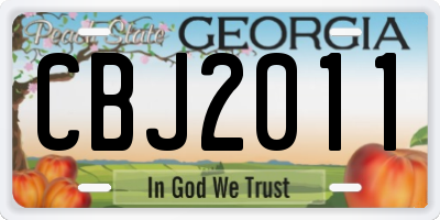 GA license plate CBJ2011