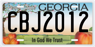 GA license plate CBJ2012