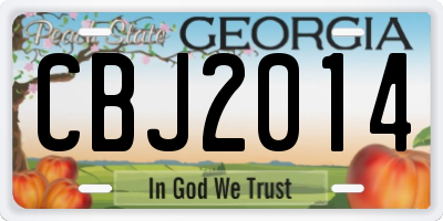 GA license plate CBJ2014