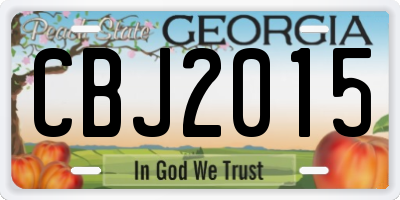 GA license plate CBJ2015