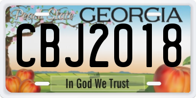 GA license plate CBJ2018