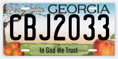 GA license plate CBJ2033