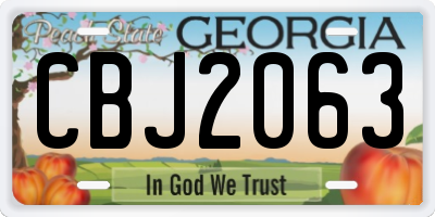 GA license plate CBJ2063