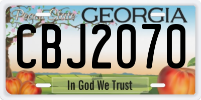 GA license plate CBJ2070
