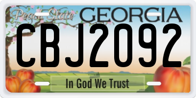 GA license plate CBJ2092