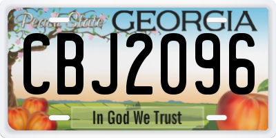 GA license plate CBJ2096