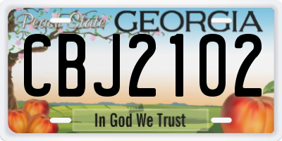 GA license plate CBJ2102