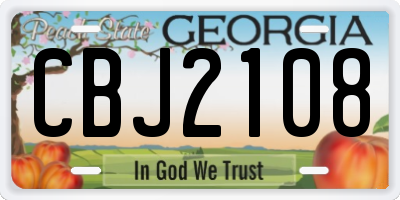 GA license plate CBJ2108