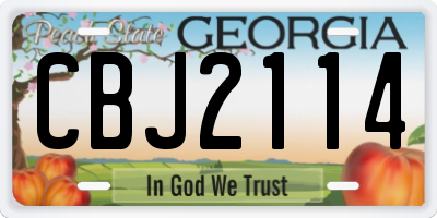 GA license plate CBJ2114