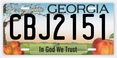 GA license plate CBJ2151
