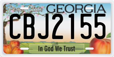 GA license plate CBJ2155