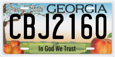 GA license plate CBJ2160