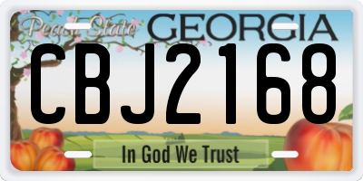 GA license plate CBJ2168