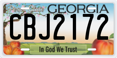 GA license plate CBJ2172
