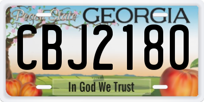 GA license plate CBJ2180