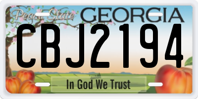 GA license plate CBJ2194