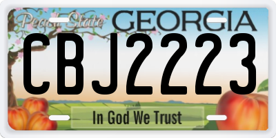 GA license plate CBJ2223