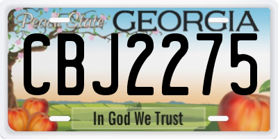 GA license plate CBJ2275