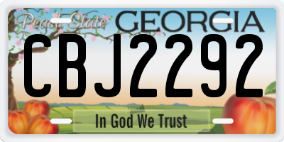 GA license plate CBJ2292
