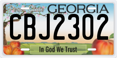 GA license plate CBJ2302