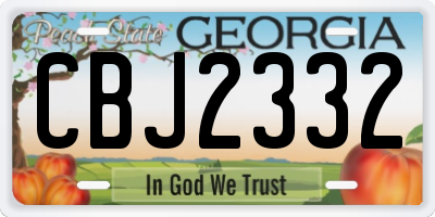GA license plate CBJ2332