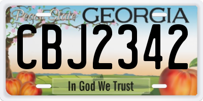 GA license plate CBJ2342