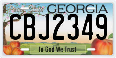 GA license plate CBJ2349