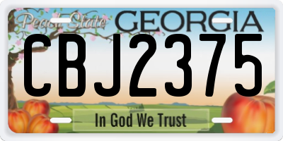 GA license plate CBJ2375