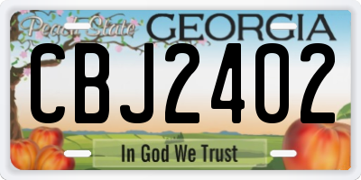 GA license plate CBJ2402