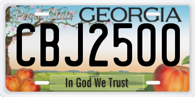 GA license plate CBJ2500