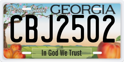 GA license plate CBJ2502