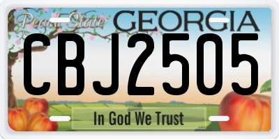 GA license plate CBJ2505