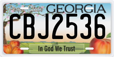 GA license plate CBJ2536