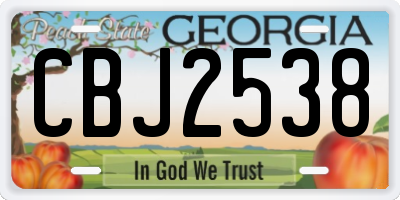 GA license plate CBJ2538